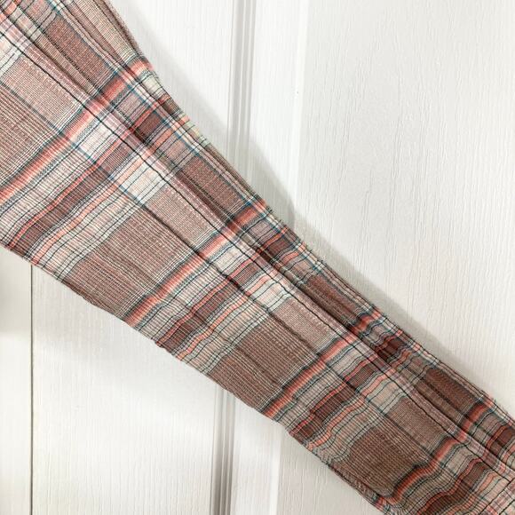 NWOT CURRENT/ELLIOTT Top S Plaid Beige Brown Multi Pocket Long-Sleeve Cotton - Picture 8 of 16